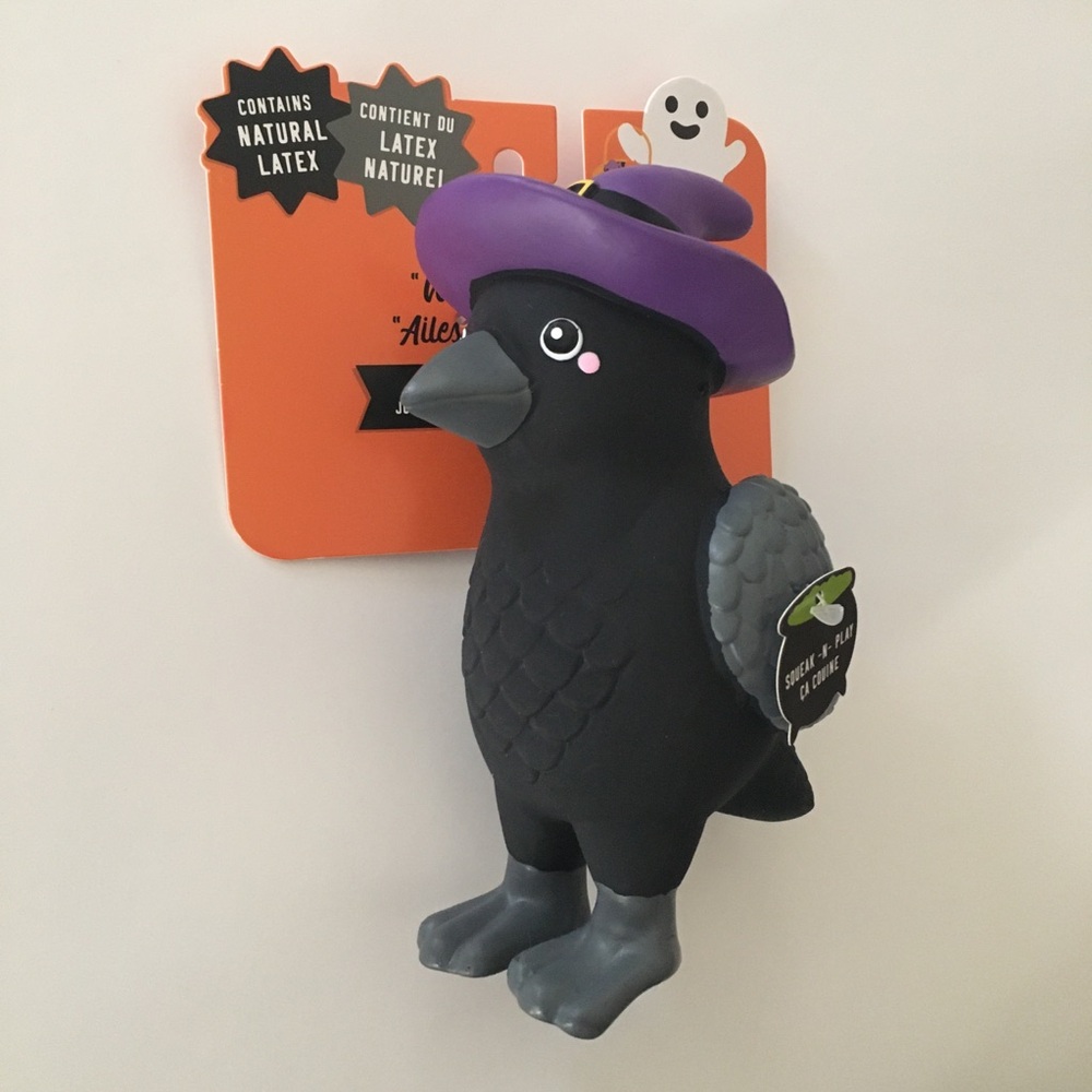 Dog Toy Halloween Black Crow with Squeaker NEW “Witchy Wings” by Fringe Studio